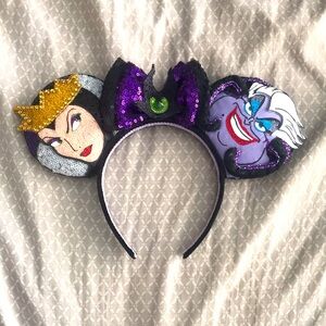 Custom Disney Villains Evil Queen, Ursula, and Maleficent Mickey Ears Headband